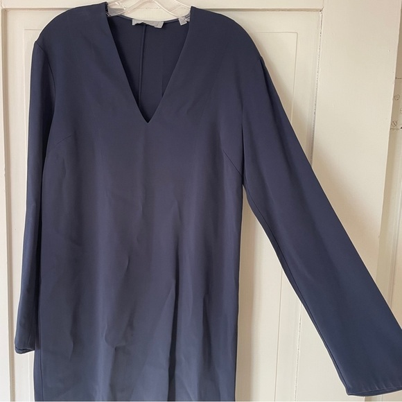 Vince Blue V Neck Long Sleeve Popover Tunic Dress - Picture 6 of 13